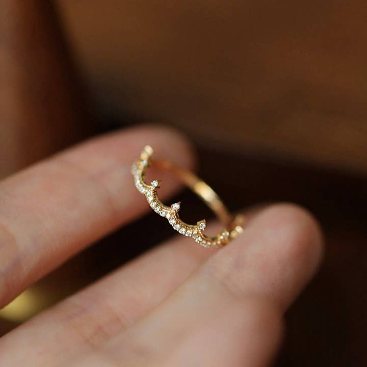 S925 Sterling Silber vergoldeter 18K Zirkon Kronenring für den Großhandel von Gioiellin - S925 Silver Jewelry