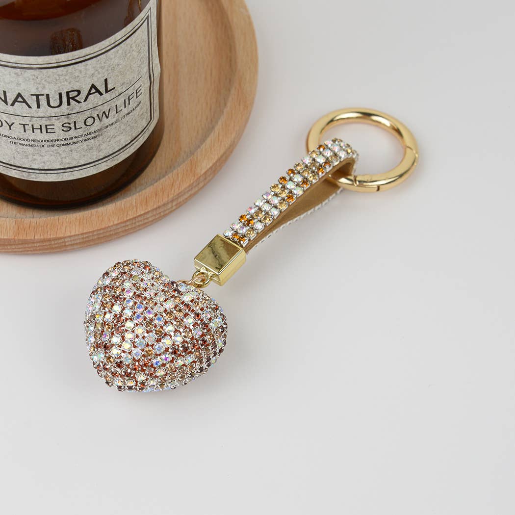 SoapElenGlen – wholesale Keychain – Women's – Rhinestone Heart Keychain, Bag Charm Car Ornament6