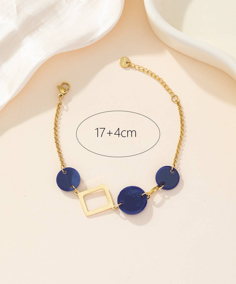 Blossom bijoux – Engroshandel Armbånd med led og kæde – 24BRA010 justerbart armbånd i rustfrit stål med guldbelægning0