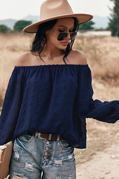 Miss Sparkling - Vente Chemisier – femme - Top à pois et épaules dénudées5