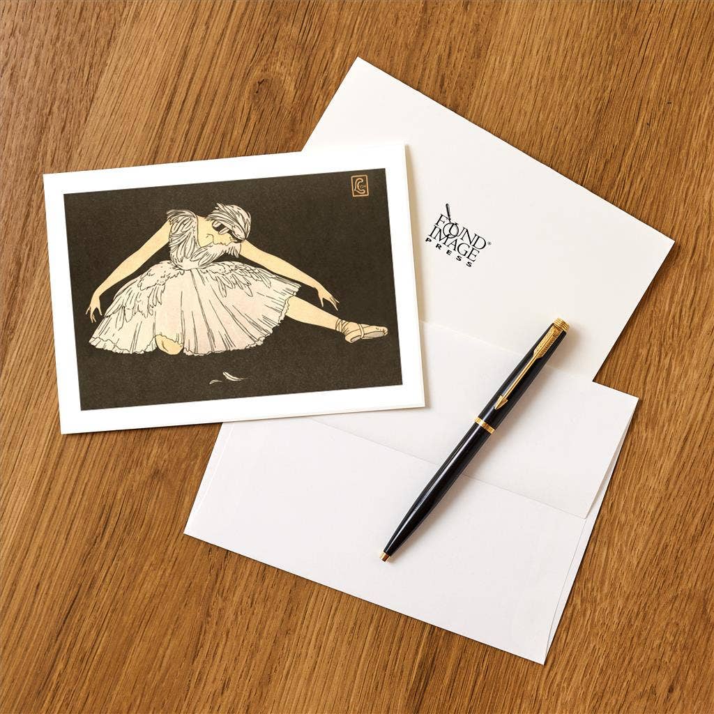 Found Image Press - Vente Assortiments de papeterie/cartes - Carte de vœux AP-146 Ballerine du Lac des cygnes1