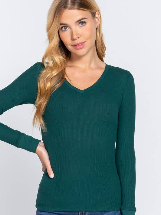 Haut thermique à manches longues et col en V pour la vente par Active Basic | Active USA