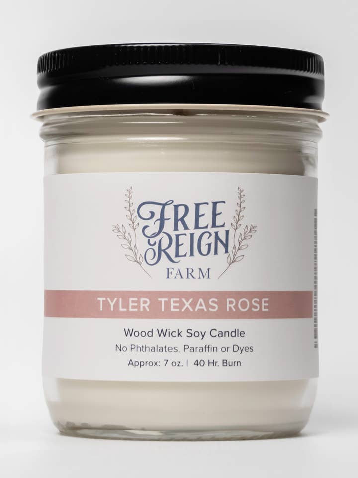 NEUE 7oz Wood Wick Sojakerzen für den Großhandel von Free Reign Farm