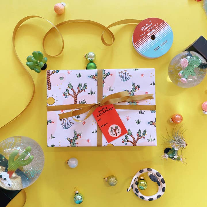 Abbie Ren Illustration - Wholesale Wrapping Paper Roll - Christmas Cactus Wrapping Paper - 3 sheet roll5