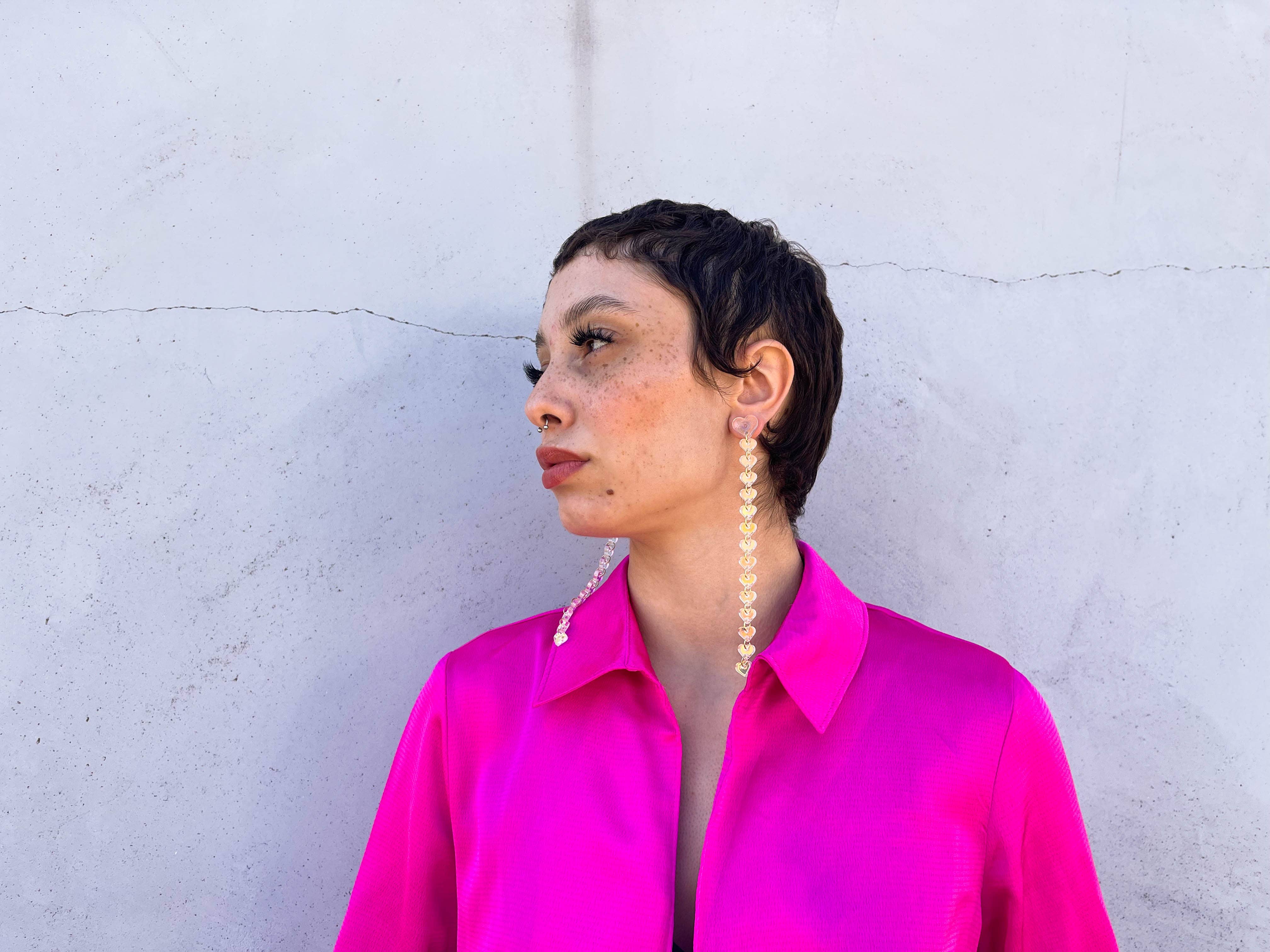 LUNA & SAYA - Vente Boucles d'oreilles pendantes - Boucles d'oreilles à bandoulière en forme de cœur | Boucles d'oreilles amusantes | Statement1