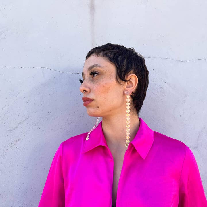 LUNA & SAYA - Vente Boucles d'oreilles pendantes - Boucles d'oreilles à bandoulière en forme de cœur | Boucles d'oreilles amusantes | Statement1