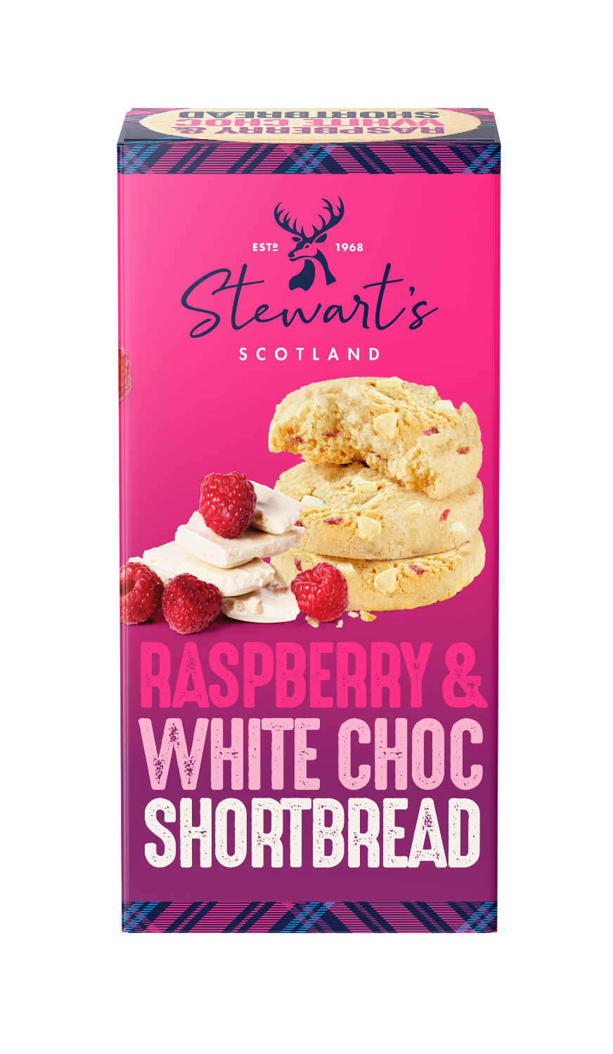 MANAV – wholesale Biscuit – Stewart's Signature Raspberry & White Choc Shortbread - 160g0