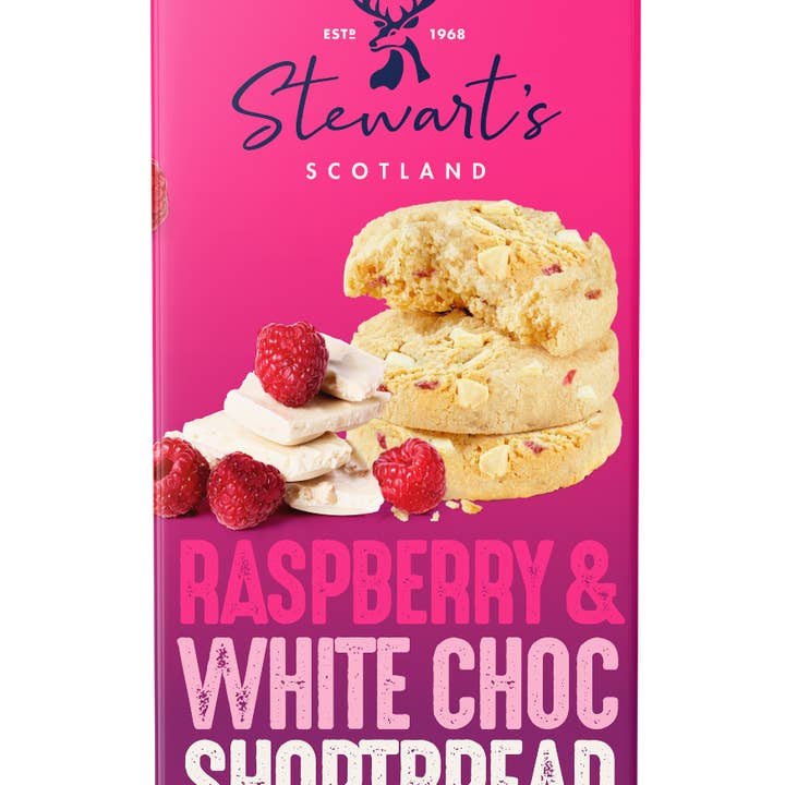 MANAV – wholesale Biscuit – Stewart's Signature Raspberry & White Choc Shortbread - 160g