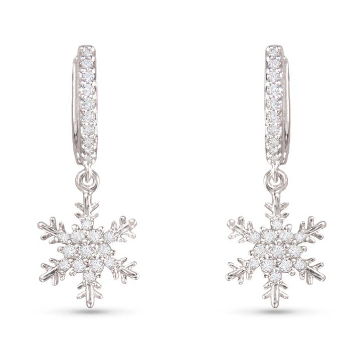 Silver Snowflake Drop Earrings for wholesale by Amanda Blu