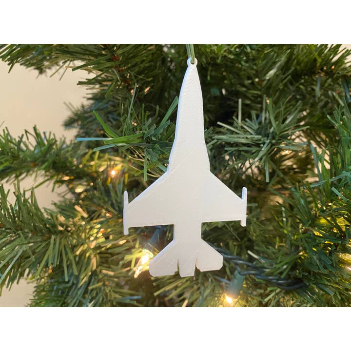 Adorno de halcón luchador F-16, acrílico (blanco) para venta al por mayor de Economy Ornament
