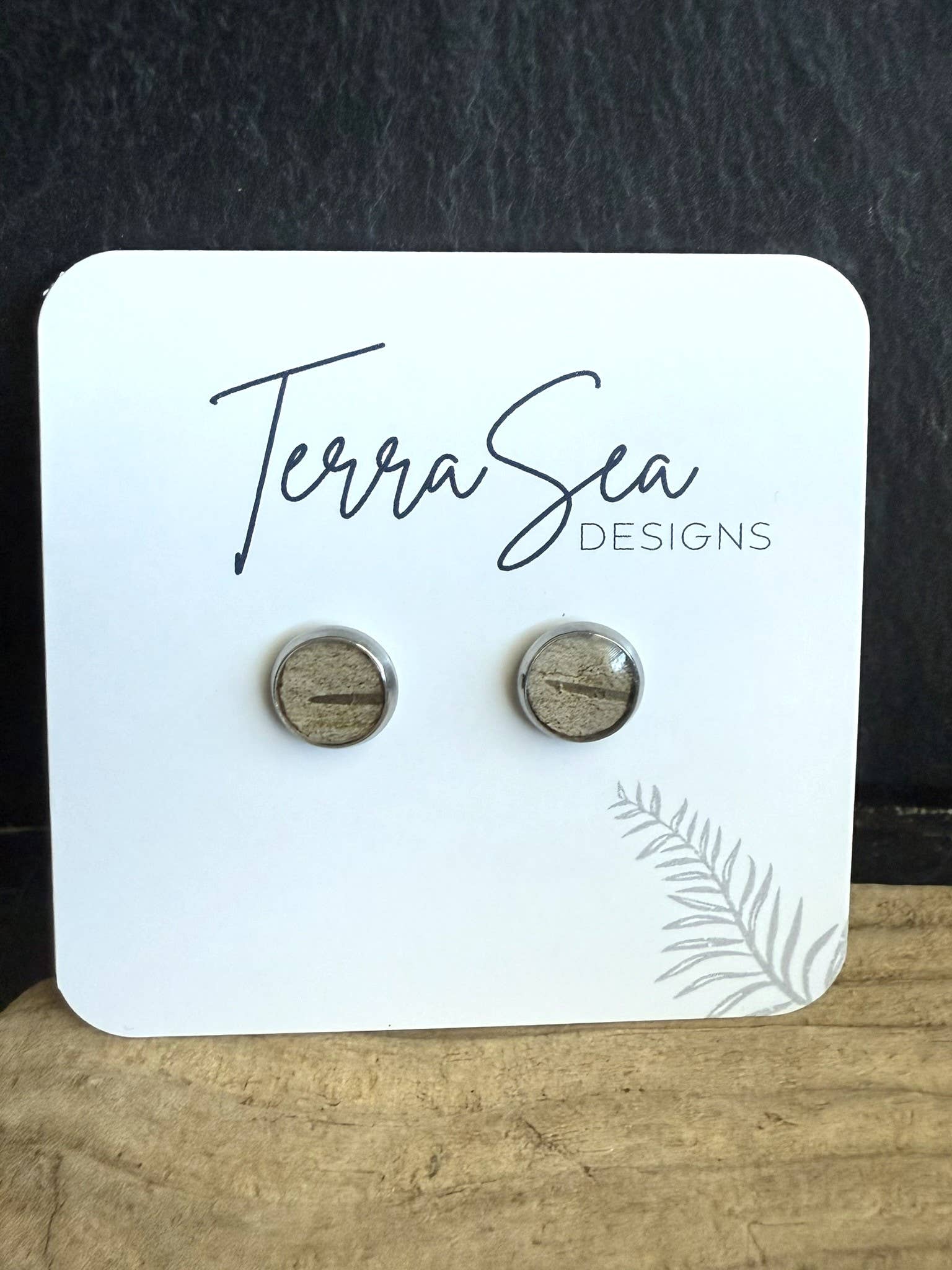 TerraSeaDesigns - Wholesale Stud/Post Earrings - Genuine Birch Bark Stud Earrings 8mm (Gray)0