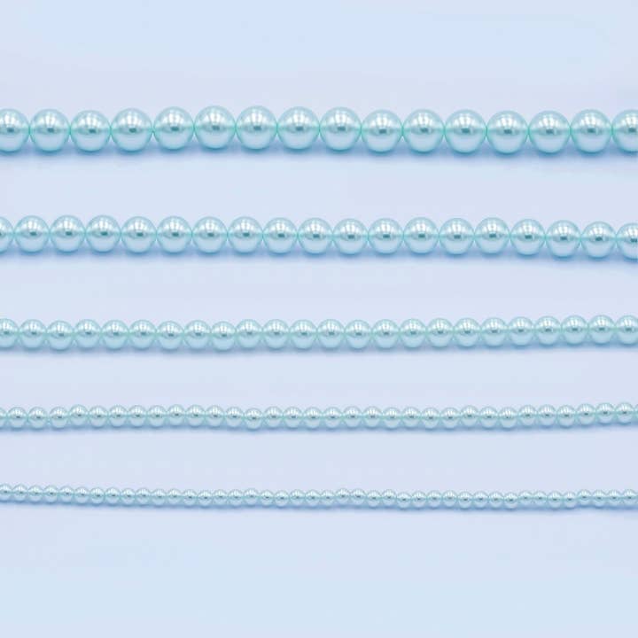 Collana di Perle di Conchiglia Blu Rotonde 24K Placcato Oro 10mm, 8mm, 6mm, 4mm, 3mm, 17 Pollici | WA-2805 ~ WA-2809 per la vendita all'ingrosso da parte di Aim Eternal
