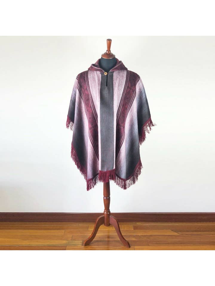 ECUALAMA - Vente Poncho – femme - Poncho à capuche léger en laine d'alpaga unisexe1