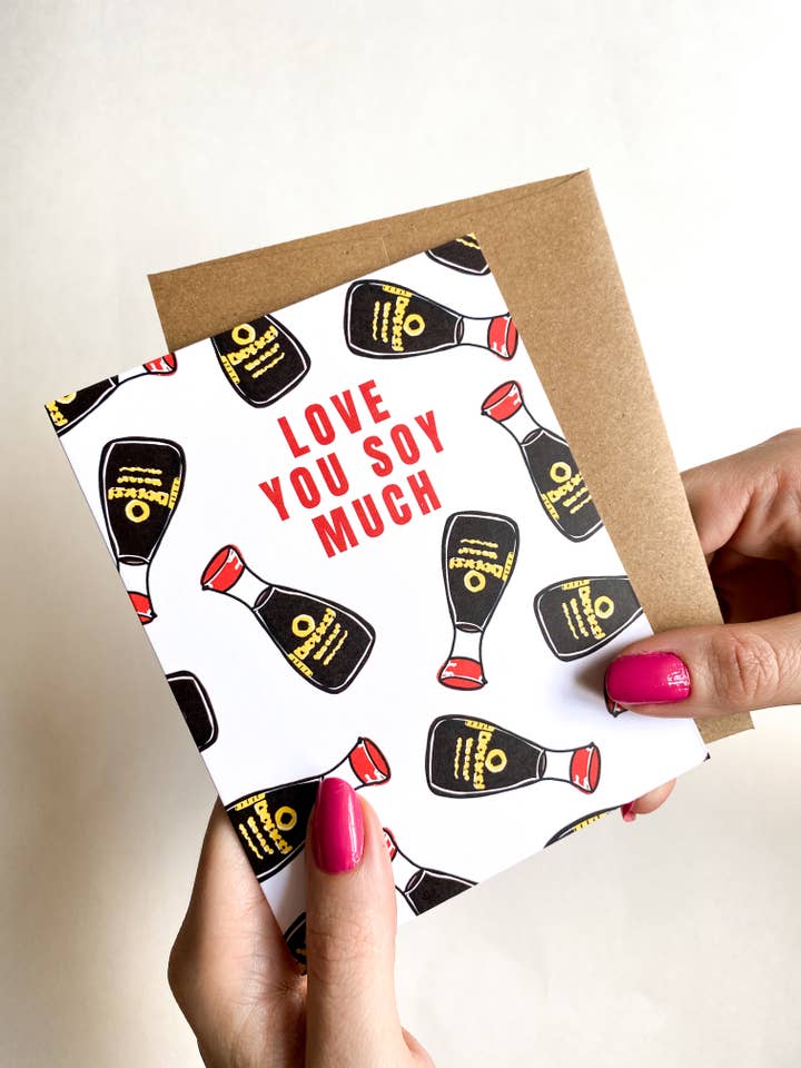 I Love You Soy Much Funny Love Day Valentine's Day Card for wholesale by Five Dot Post