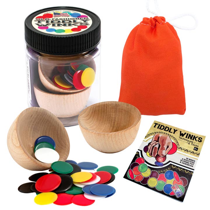 Tiddly Winks Toy Jar with Color Canvas Pouch for wholesale by Channel Craft