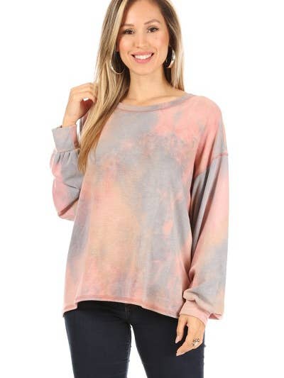 Plus Size Tie Dye Long Sleeve Top - x211019 for wholesale by Chris & Carol Apparel