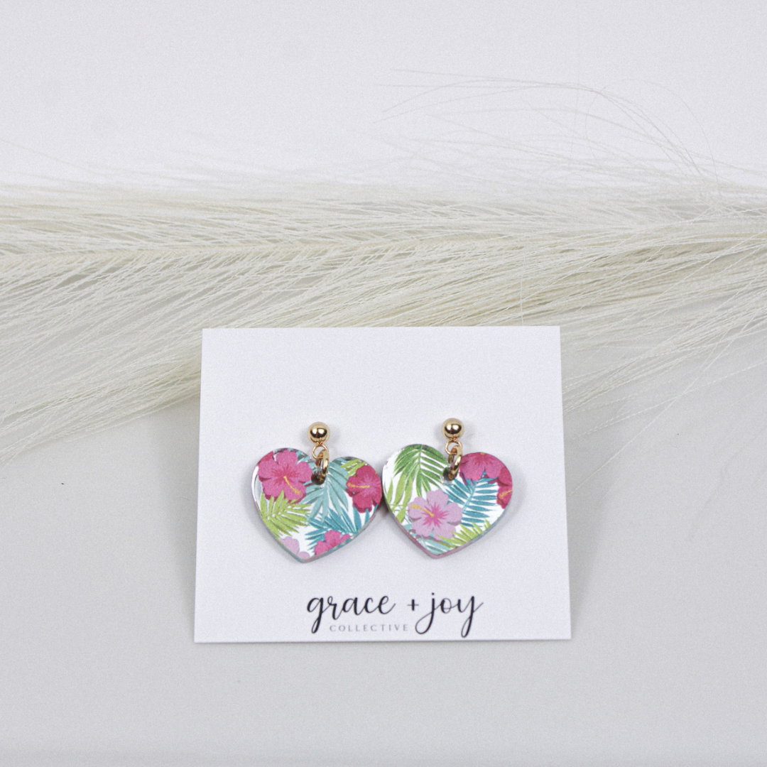 Grace + Joy Collective - Wholesale Hangende/ronde oorbellen - Bloemvormige Hart Hanger Oorbellen, Acryl Oorbellen Bloem4