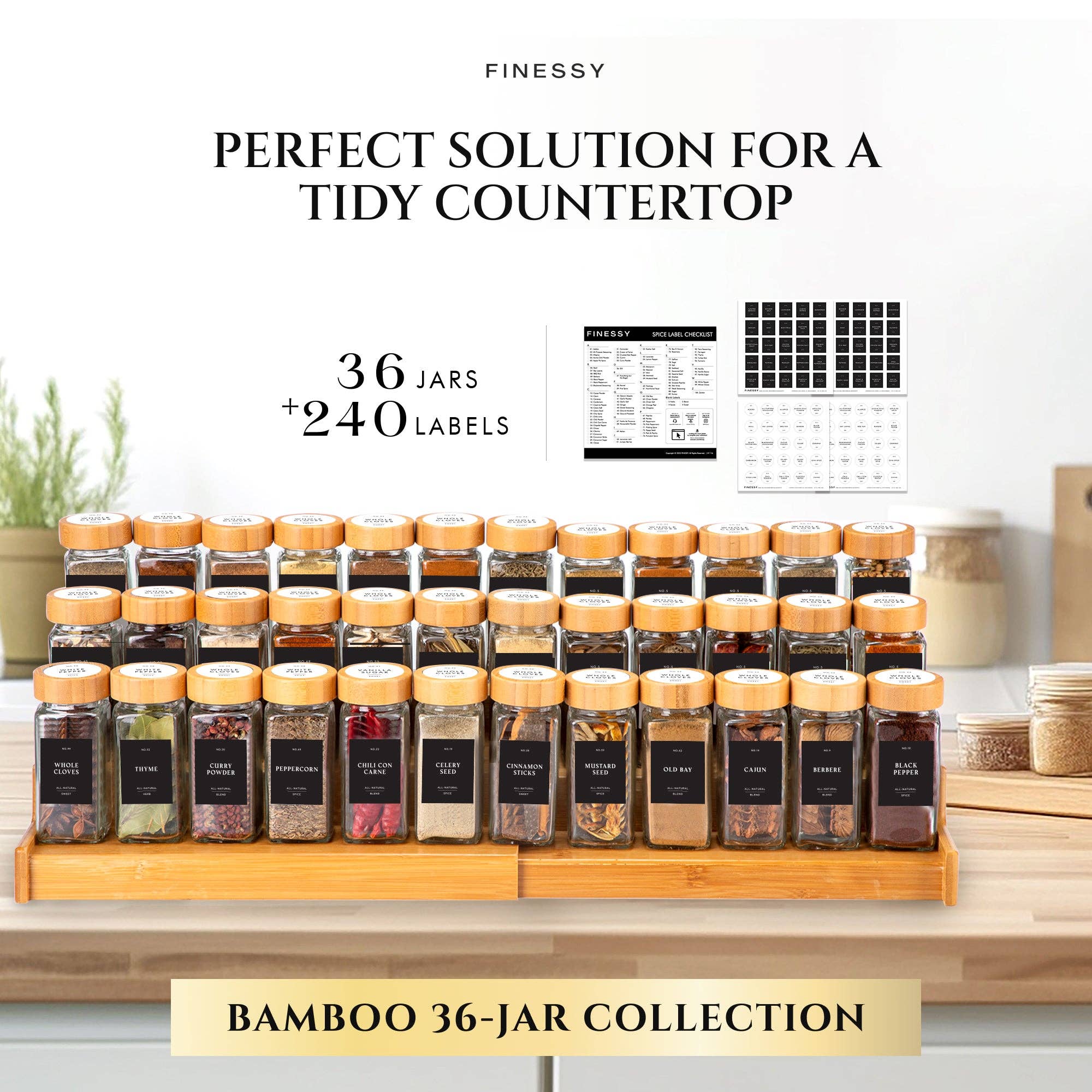 Finessy - Wholesale Jar - SPICE JARS WITH LABEL BAMBOO LID2