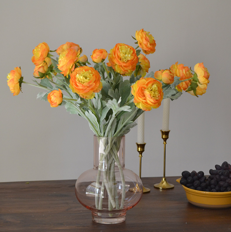 Sweet Home Deco – Großhandel Künstliche Blumen – 19'' Seidenranunkel Einzelflor mit 3 Blütenzweigen, Frühlingsranunkel8