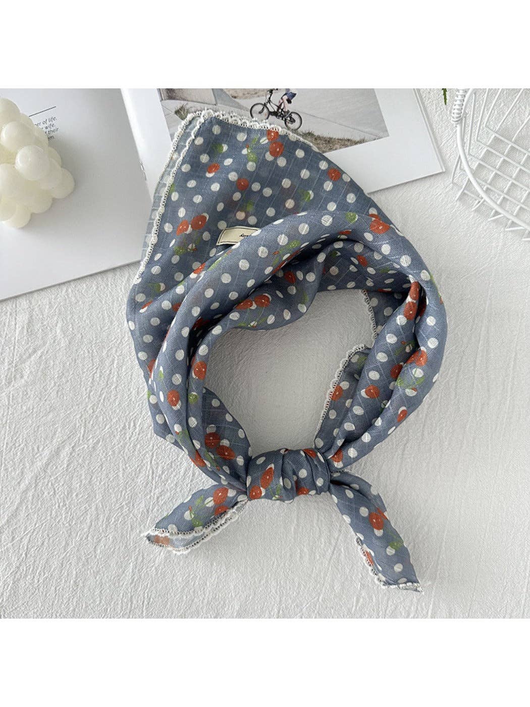 Funkyrel® Atzbranding Limited - Wholesale Scarf - Women's - Scarvii - Vintage Polka Dot Neck Scarf with Cherry Patterns2