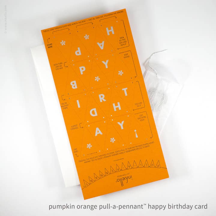 Inkello Letterpress - Wholesale Birthday Card - Birthday Pull-A-Pennant™ Greeting Card (#510)1