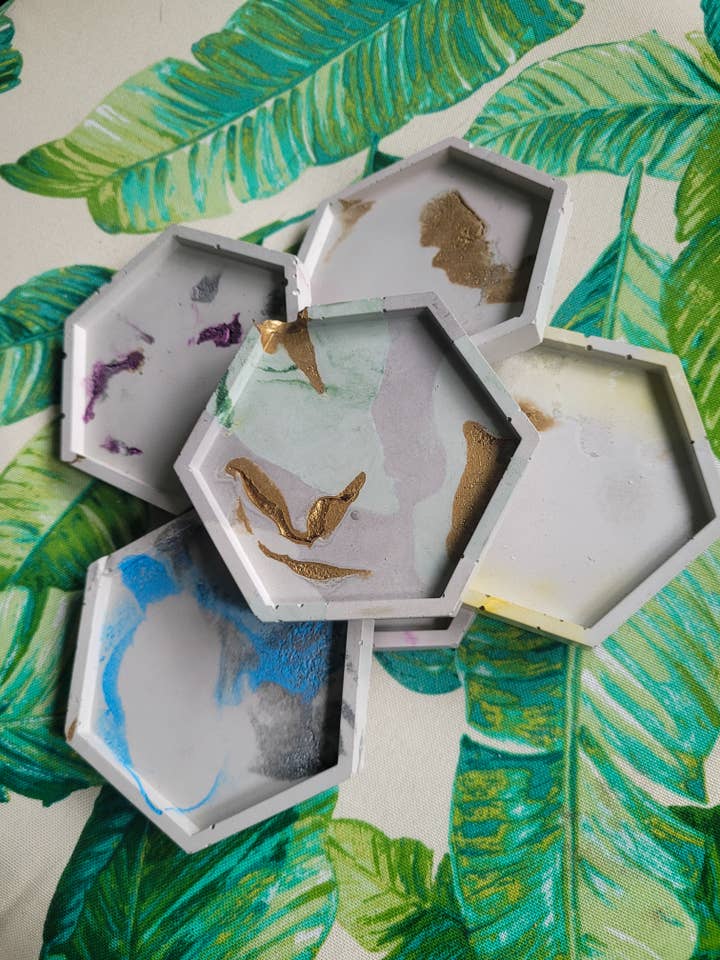 Concrete Tray Coaster | Hexagon Tray | Jewelry Dish | Decor for wholesale by Lovely Lather by Lily