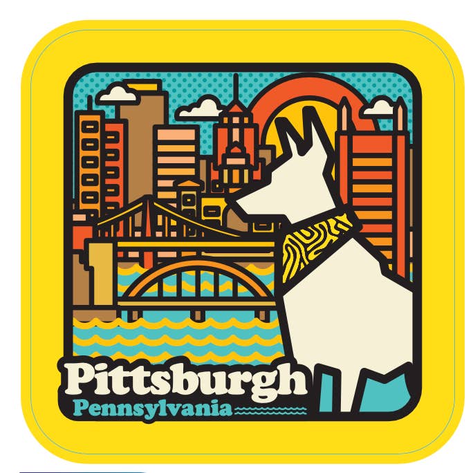 Pittsburgh City Skyline Dog Sticker for wholesale by Toni Unleashed
