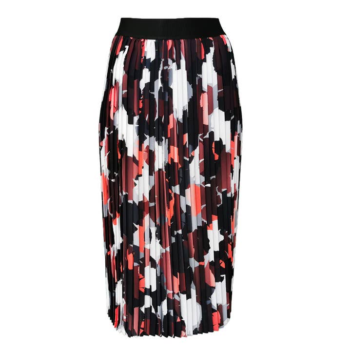 Abstract Camo Print Midi Pleated Skirt for wholesale by Lalipop Design