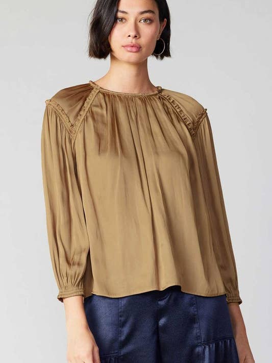 Round Neck Button Closure Blouse for wholesale by Current Air
