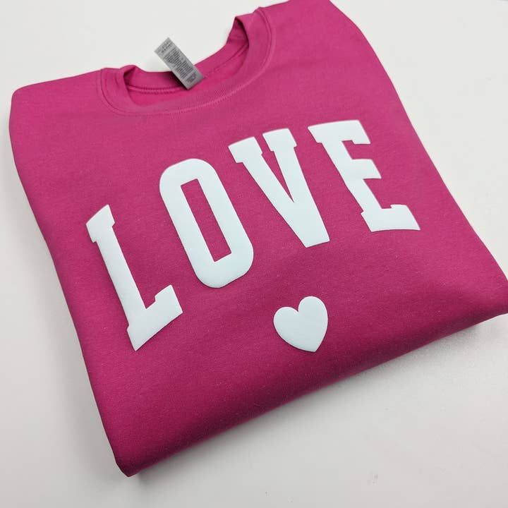 LOVE Sweater Puff Print Heart Sweatshirt for wholesale by P E T I T R U E