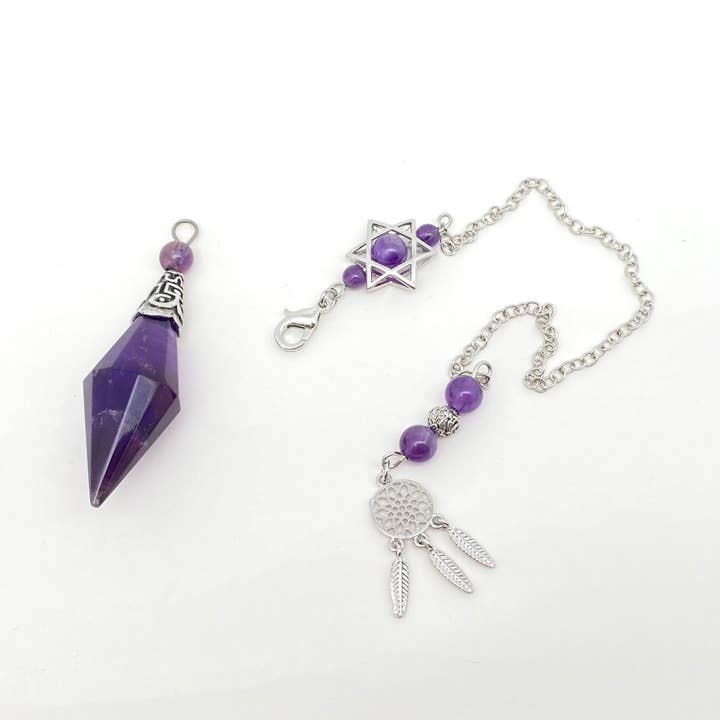 Mio Queena - Wholesale Spiritual Stone/Crystal - Dream Catcher Chain Conical Chakra Pendulum Charms - CS