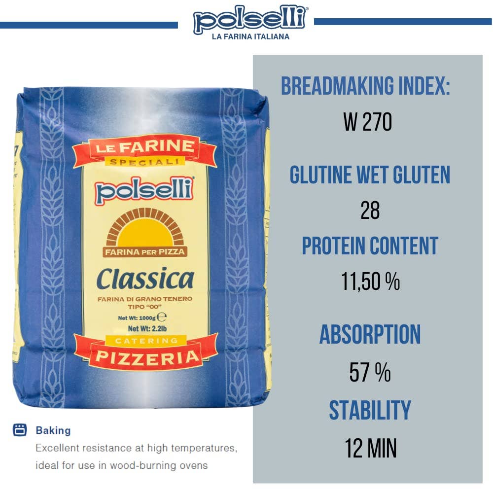 Wholesale Italian Food - Wholesale Flour - Polselli Classica Tipo 00 Pizza Flour, Authentic Neapolitan Pizza Flour, 5 kg (11 lb)2