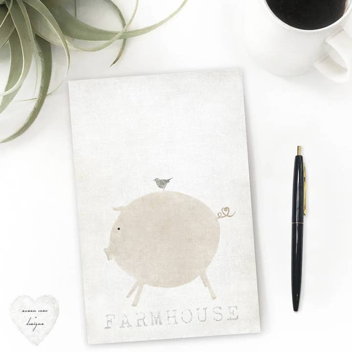 Pig and Bird Farmhouse - Notepad for wholesale by Susan Case Designs