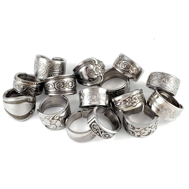 Midnight Jo - Wholesale Band/Stacked Ring - Bulk Lot of 10 Stainless Steel Spoon Rings - Ready to ship*
