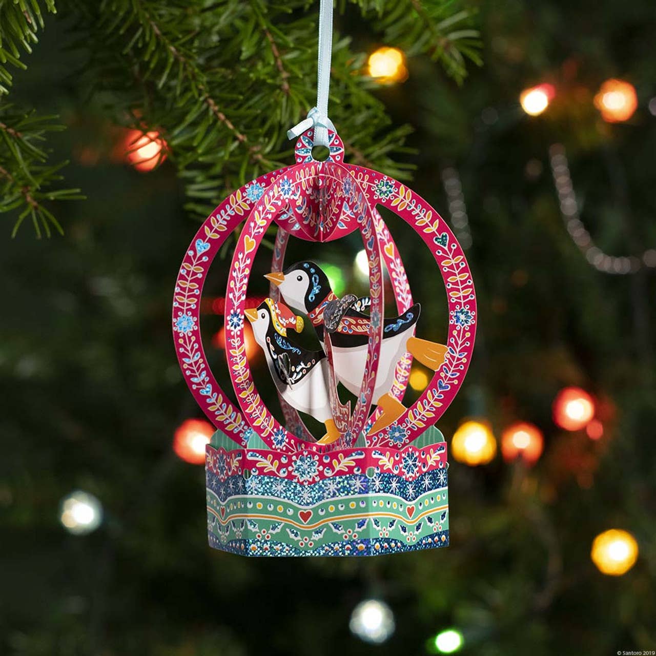 Santoro London – wholesale Christmas decoration – BL008 – Baubles - Snow Globe - Penguins2