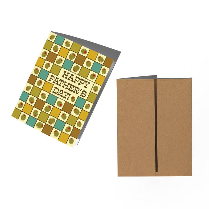 Boss Dotty Paper Co. - Venta al por mayor Tarjetas del Día del Padre - Tarjeta de Día del Padre de tablero de ajedrez oliva1