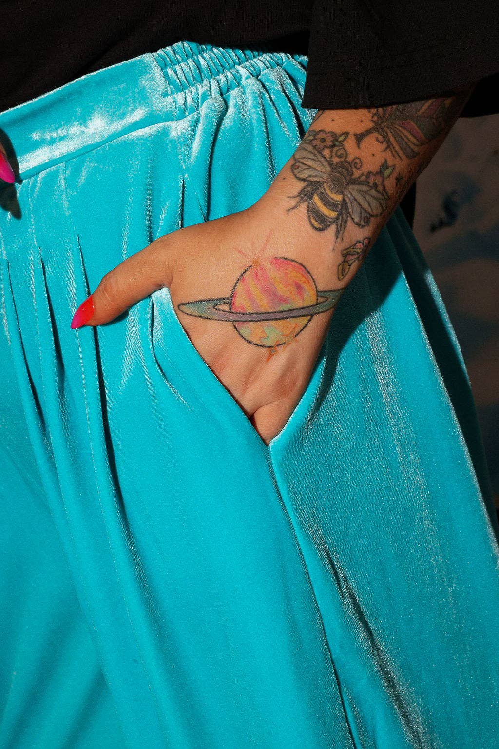 Burnt Toast - Wholesale Pants - Women's - Cold Burn Blue Velvety Wide Leg Trousers4