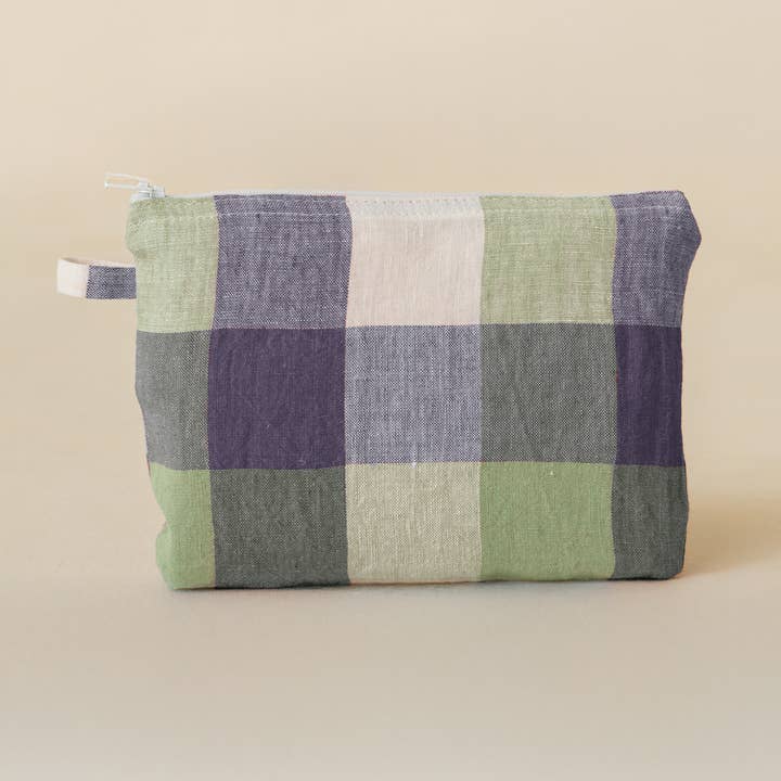 Live Linen - Wholesale Pouch - Women's - Checked Yarn-Dyed Lane Linen Small Pouch – Classic Style3