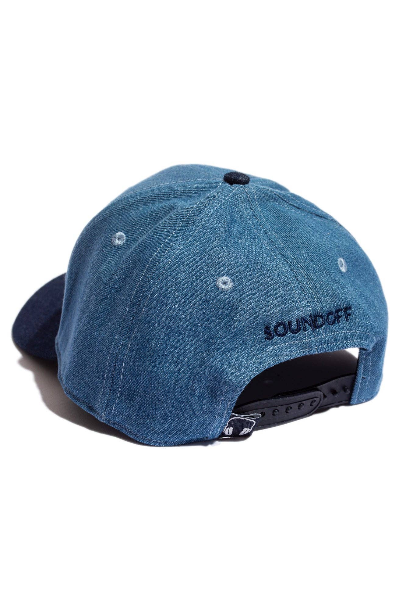 SOUNDOFF - Wholesale Flat Brim Cap - Men's - MEDIUM/INDIGO DENIM ID PATCH SNAPBACK4