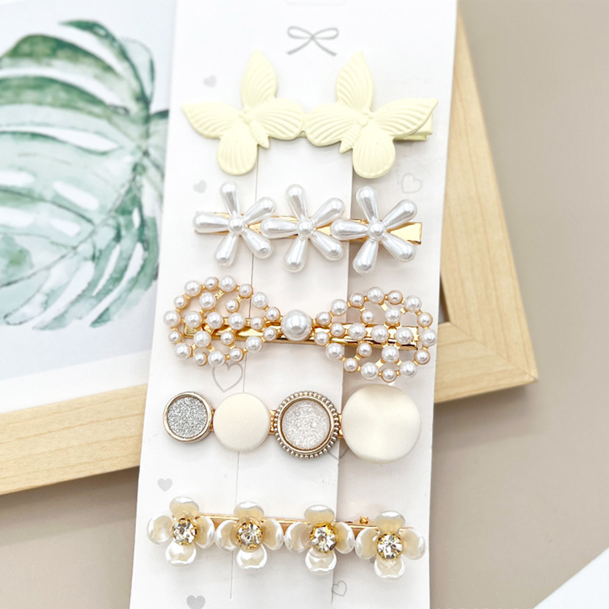 ACCITY - Wholesale Hair Clip - Women's - Rhinestone Pearl Hair Clip Set-Elegant Side Pin _CWASC0349642