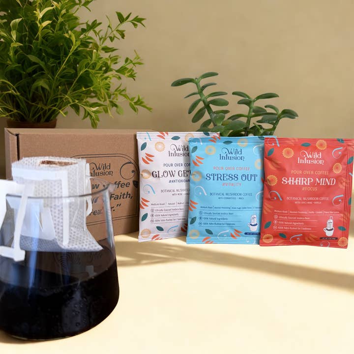Café aux champignons botaniques | Kit de rituel de première gorgée | 3 paquets pour la vente par WILD INFUSION COFFEE