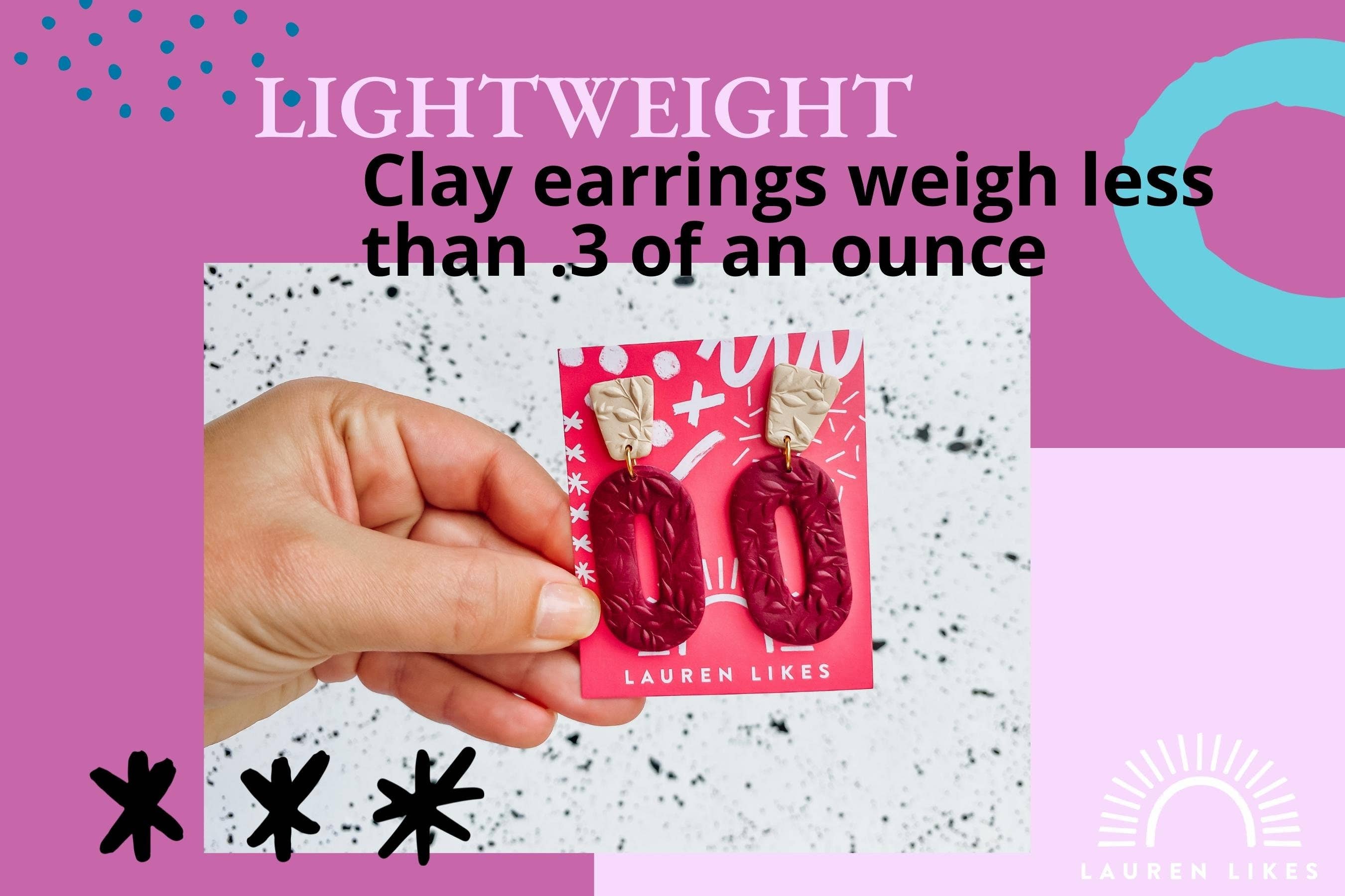 Lauren Likes Art - Wholesale Dangle Earrings - Jewel Tone Vintage Inspired Earring, Wine Polymer Clay Earri3