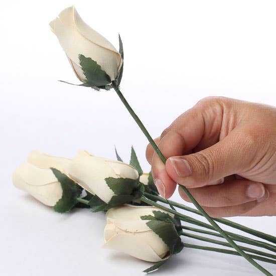 Factory Direct Craft - Wholesale Artificial Flowers - Bouquet of Wood Rose Bud Stems (8 Stems ) - Select Color7