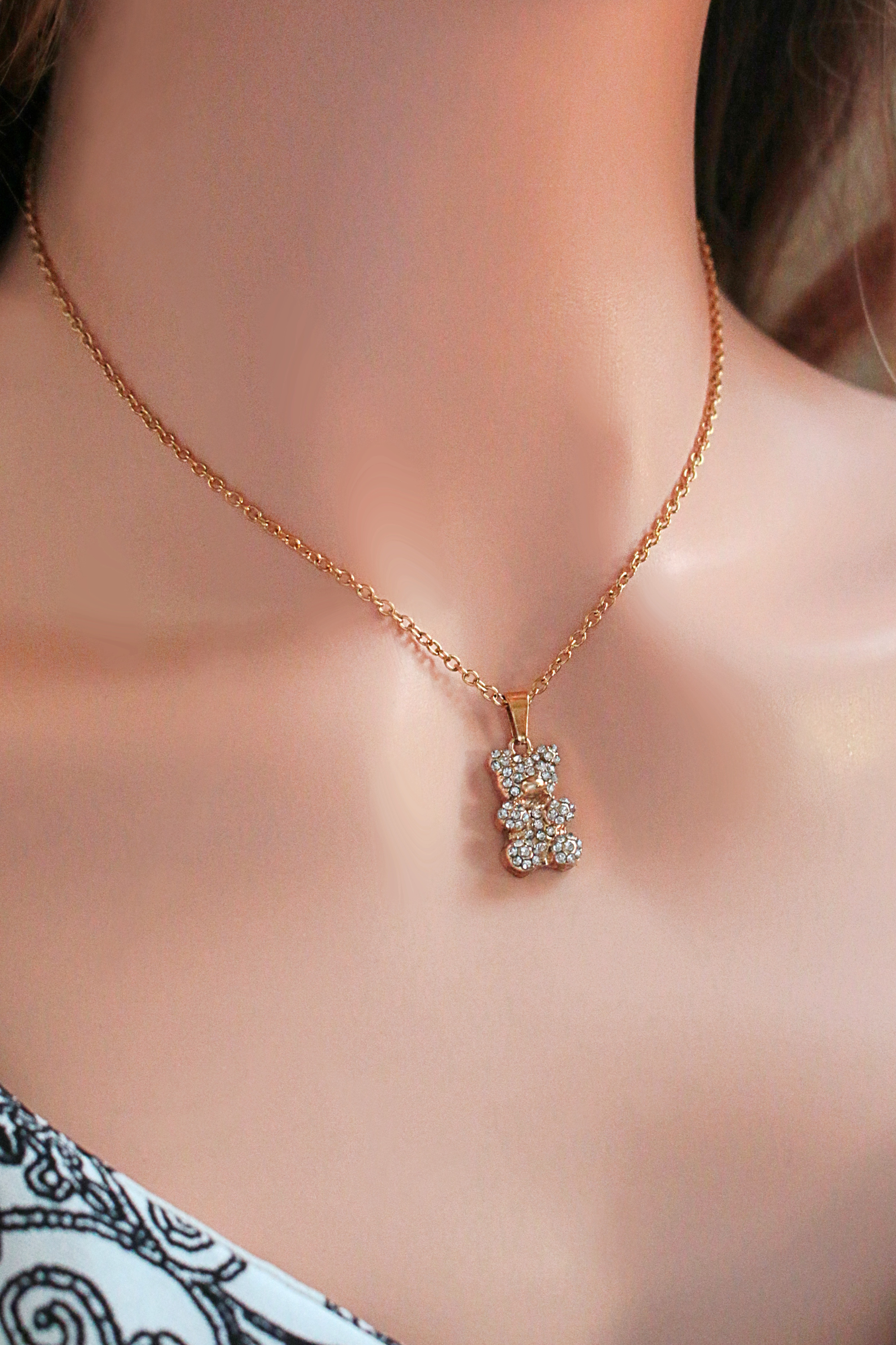 Divine Dulcet - Wholesale Pendant/Charm Necklace - 24 Karats Cubic Zirconia Teddy Bear Pendant Necklace1