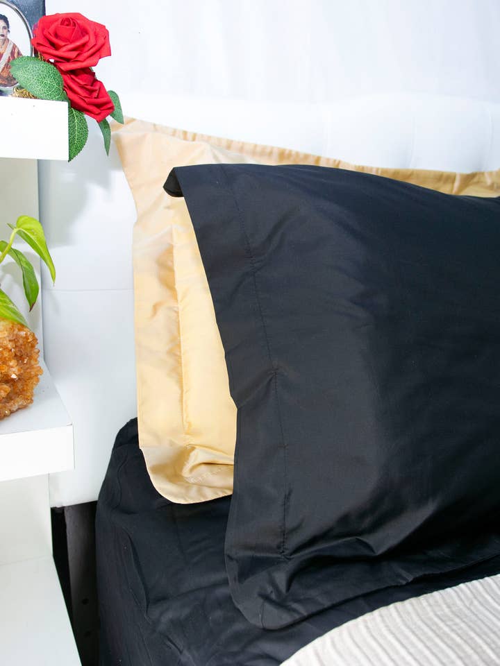 Jet Black Natural Silk Pillowcase for wholesale by Jaskirt Mandahar Silk