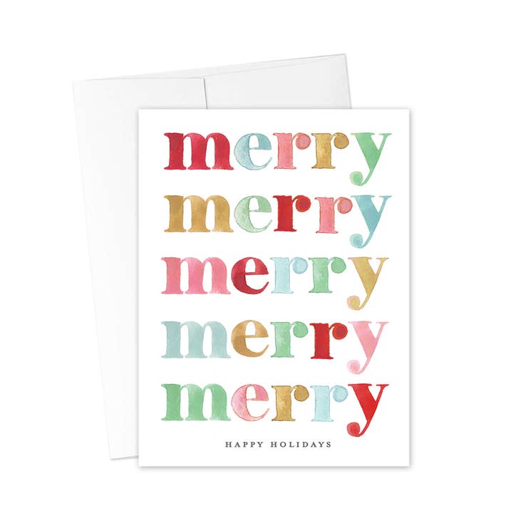 Carte de voeux colorée Joyeuses Fêtes pour la vente par KelseyMDesigns