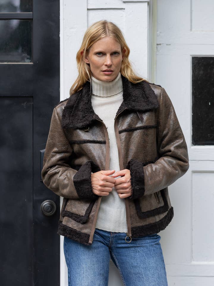 Olivia Faux Leather Jacket for wholesale by QUINN