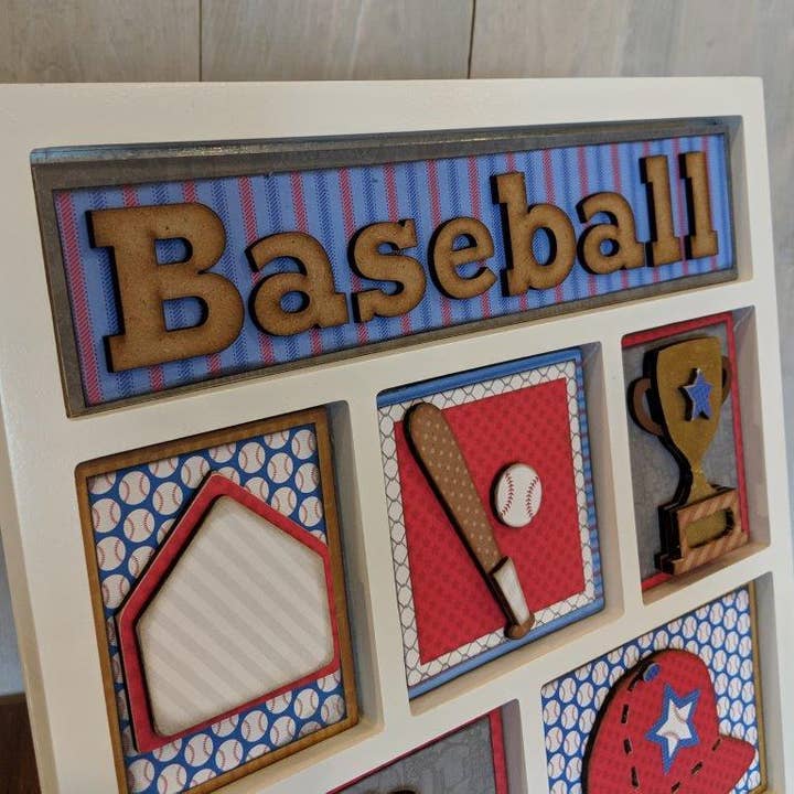 Foundations Decor - Wholesale DIY Craft Kit - Baseball Shadow Box Kit DIY wood craft wall accent