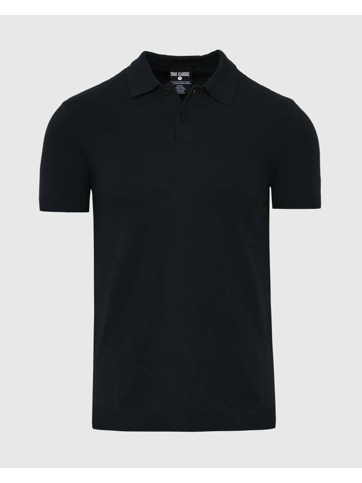 True Classic - Wholesale Polo - Men's - Short Sleeve Sweater Polo Shirt | Black1