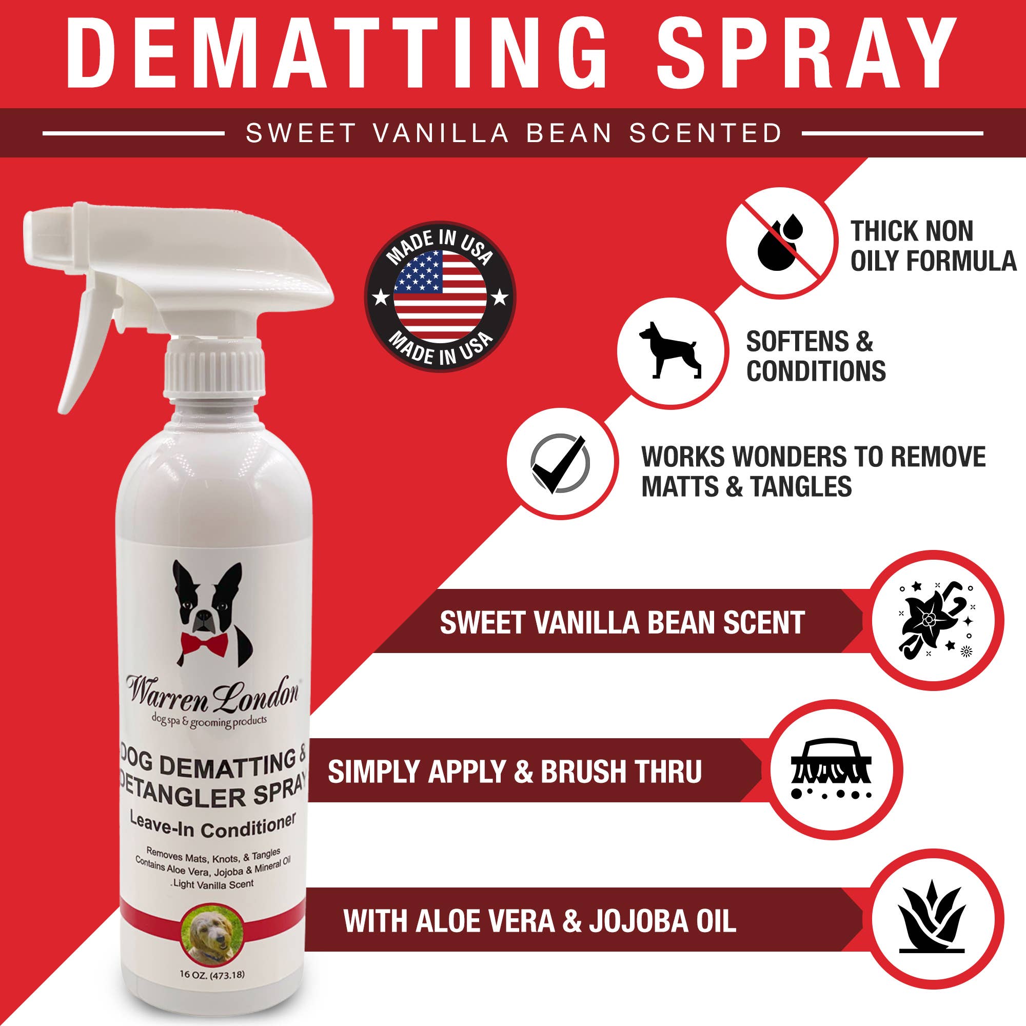 Warren London Dog Products - Vente Produit de toilettage – chien - Spray Démêlant et Anti-Nœuds pour Chiens - 16 oz (454 g)2